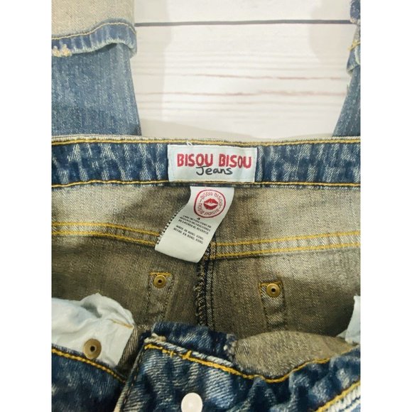 BISOU BISOU Jeans Womens Sz 4 Denim Cuffed Capris Rolled Hem Tinted Wash - Picture 5 of 8